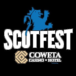 ScotFest logo with blue lion rampant and text for Coweta Casino Hotel event